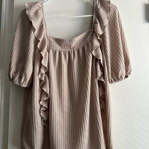 Elegant Ruffled Beige Top NWOT